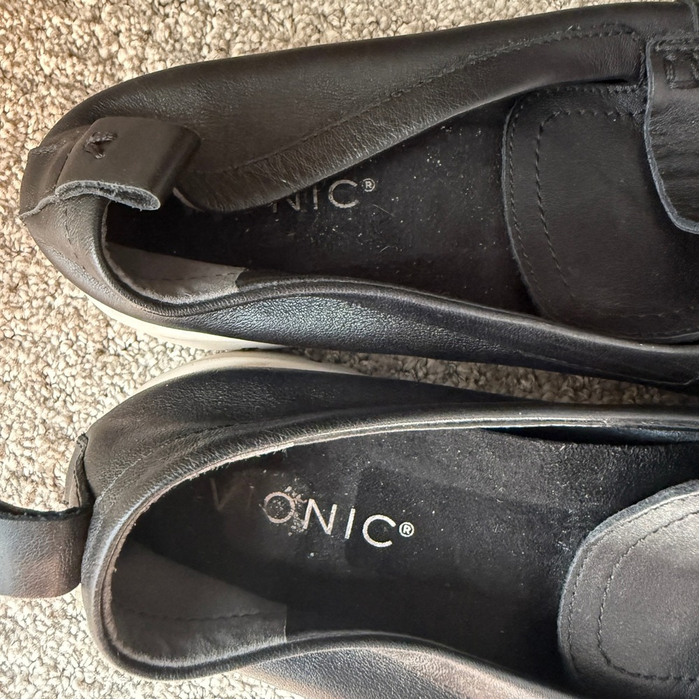 Vionic Uptown Black Leather Penny Loafer Lug Sole Platform Shoes Womens 9 - Picture 5 of 9